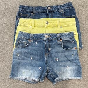 Set of Three Denim and Yellow Shorts